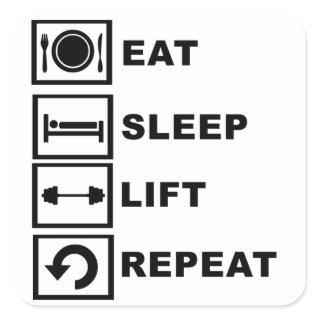 Eat, sleep, lift, repeat. square sticker