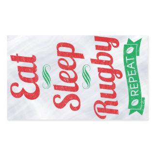 Eat, Sleep, Rugby, Repeat Rectangular Sticker