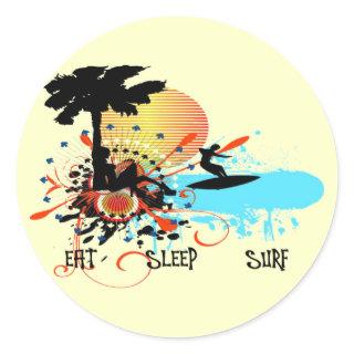 Eat Sleep Surf Classic Round Sticker