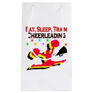 EAT, SLEEP TRAIN CHEERLEADING RED DESIGN SMALL GIFT BAG
