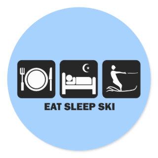 eat sleep water ski classic round sticker