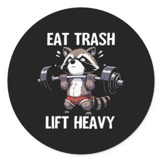 Eat Trash Lift Heavy Racoon Gym And Fitness Cute R Classic Round Sticker