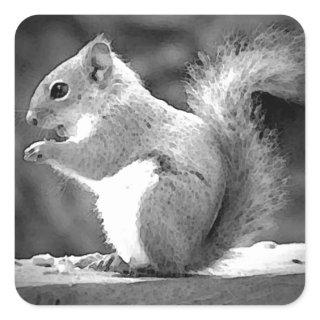 Eating Squirrel Square Sticker