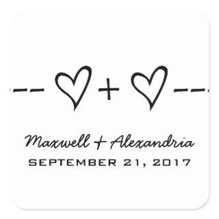 Ebony Heart Equation Wedding Stickers