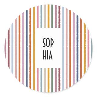 Echo Trails Round Stickers – Multicolor Stripes