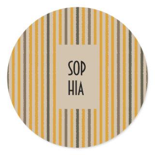 Echo Trails Round Stickers – Mustard Stripes