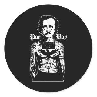Edgar Allan Poe Classic Funny Horror w Raven Classic Round Sticker
