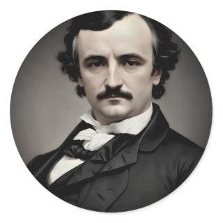 Edgar Allan Poe Original Portrait Classic Round Sticker