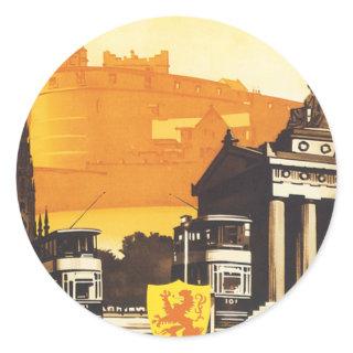 Edinburgh via LNER Rail Poster Classic Round Sticker