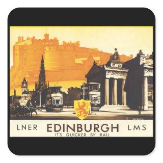 Edinburgh via LNER Rail Poster Square Sticker