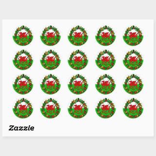 Edit Text Year Welsh Flag Red Dragon Christmas  Classic Round Sticker
