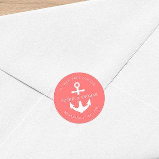 Editable Background Color Anchor Return Address Classic Round Sticker