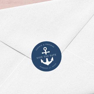 Editable Background Color Anchor Save the Date Classic Round Sticker