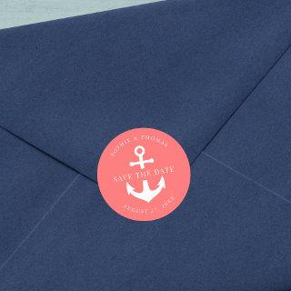 Editable Background Color Anchor Save the Date Classic Round Sticker