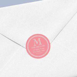 Editable Background Color Name Monogram Address Classic Round Sticker