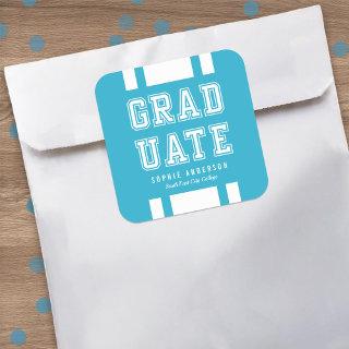 Editable Background Color Varsity Graduate Square Sticker