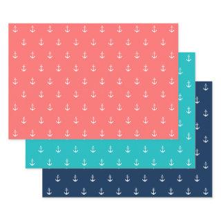 Editable Background Color White Anchor Nautical  Sheets