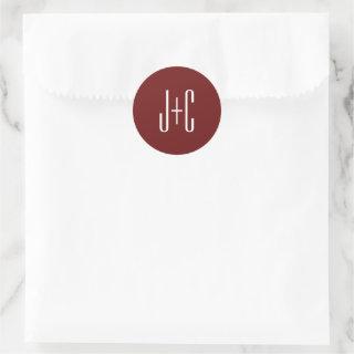 Editable Burgundy Red Background & White Text  Classic Round Sticker