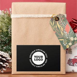 Editable Circular Text Template & Your Logo Rectangular Sticker