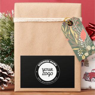 Editable Circular Text & Uploaded Logo Template  Rectangular Sticker