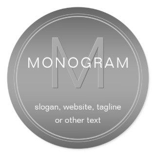 Editable Color Background & Monogram Classic Round Sticker