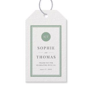 Editable Color Classic Round Monogram Wedding Gift Tags
