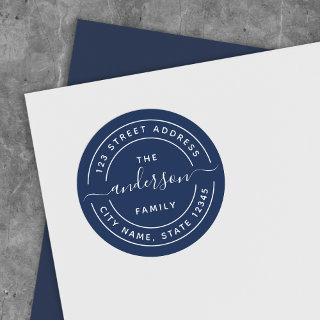 Editable Color Round Calligraphy Return Address Classic Round Sticker