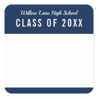 Editable Color School Class Reunion Name Square Sticker