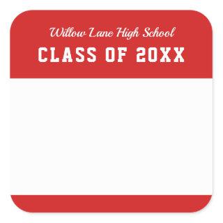 Editable Color Varsity Style Class Reunion Name Square Sticker