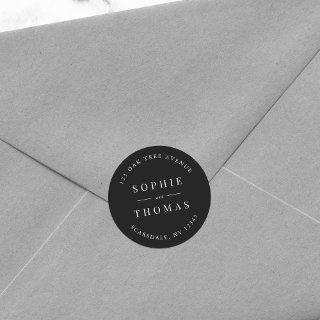 Editable Color Wedding Return Address Modern Classic Round Sticker