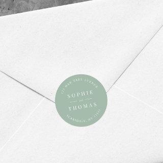 Editable Color Wedding Return Address Modern Classic Round Sticker