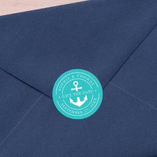 Editable Color White Border Anchor Save the Date Classic Round Sticker