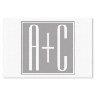 Editable Couples Initials | White & Grey Tissue Paper