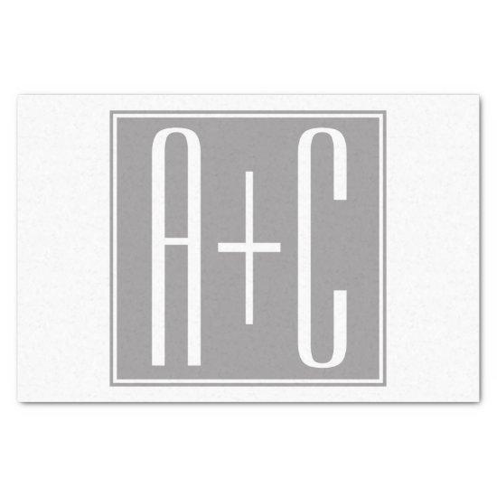 Editable Couples Initials | White & Grey Tissue Paper