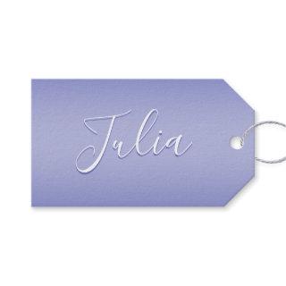Editable Cursive Script | White & Purple Violet Gift Tags