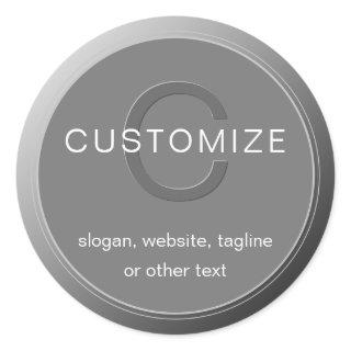 Editable Dark Grey Monogram Design Classic Round Sticker