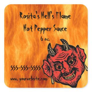 Editable Hell's Flame Hot Sauce Label