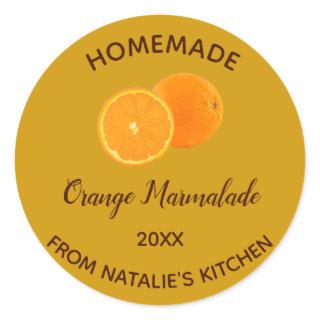 Editable Homemade Orange Marmalade Classic Round Sticker