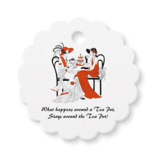 Editable Ladies Having Tea Teabag Pouch Favor Tags