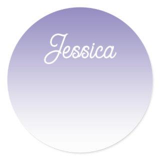 (Editable) Light Purple Color Ombre & Your Text Classic Round Sticker
