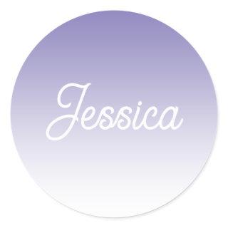 (Editable) Light Purple Color Ombre & Your Text Classic Round Sticker