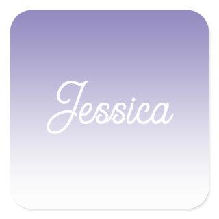 (Editable) Light Purple Color Ombre & Your Text Square Sticker