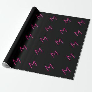 Editable Modern Pink & Black Monogram