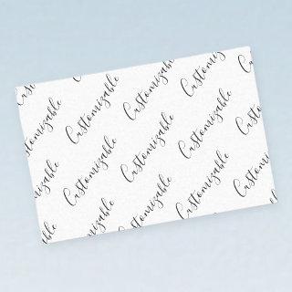 Editable Modern Scrip Text Pattern | Black & White Tissue Paper
