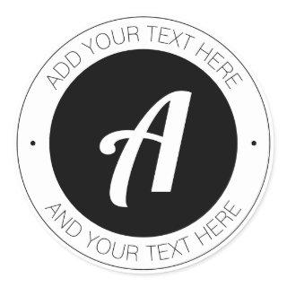 Editable Monogram or add Your Own Logo Classic Round Sticker
