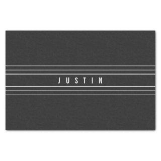 Editable Name & Geometric Stripes | Black & White Tissue Paper