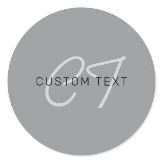 Editable Name or Greeting | Black & Dark Gray Classic Round Sticker