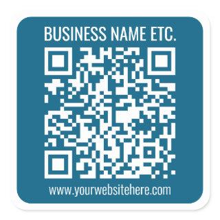 Editable Ocean Blue QR code  Square Sticker