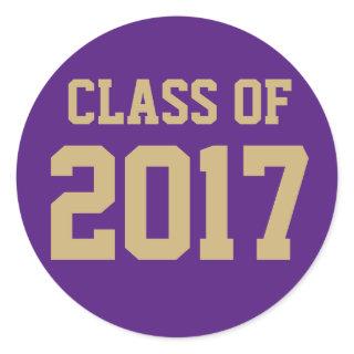 Editable Purple Gold Class of 2018 Graduation Classic Round Sticker