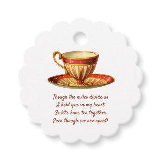 Editable Red Tea Cup Across Miles Tea Bag Pouch Favor Tags